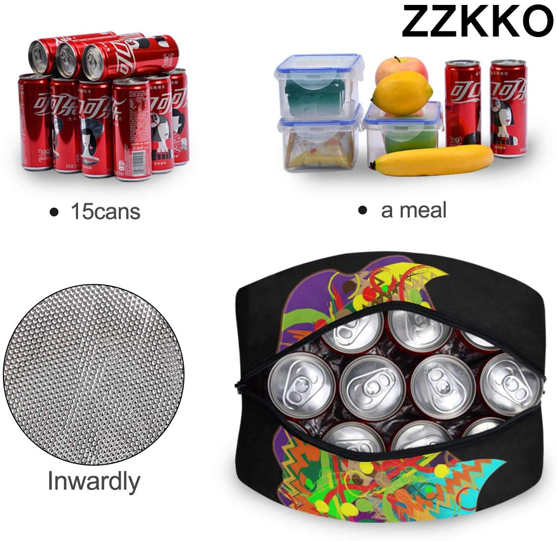ZZKKO Leopard Animal Lunch Bag Box Tote Organizer Lunch Container Insulated Zipper Meal Prep Cooler Handbag For Women Men Home School Office Outdoor Use
