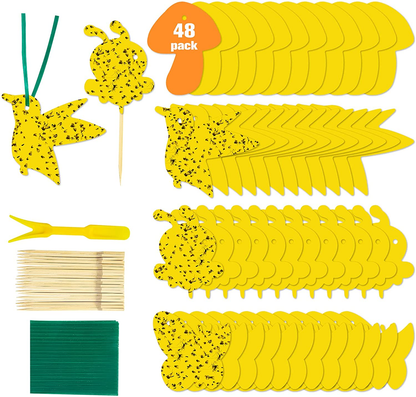 Multi Pack Yellow Fruit Fly Trap, 5 x 3 Inches Sticky Fungus Gnat Killer for Flying Plant Insect, Fungus Gnats, Whiteflies