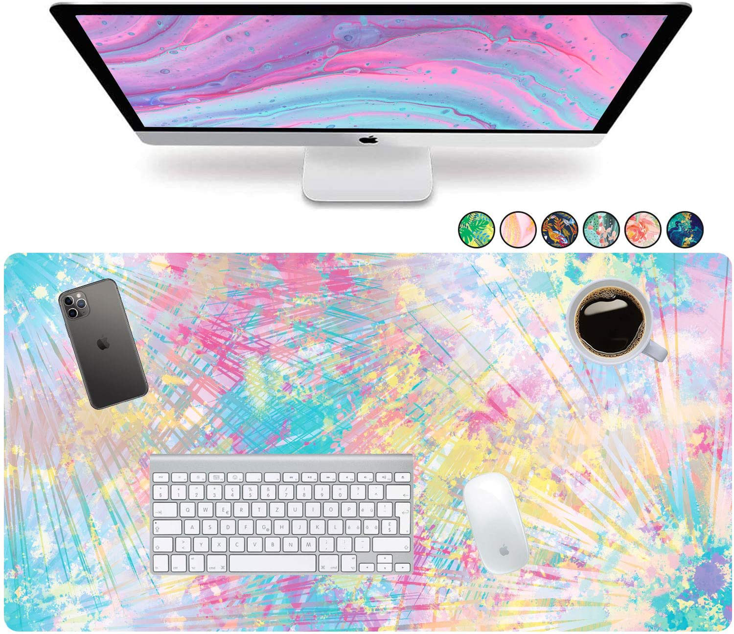 French Koko Large Mouse Pad, Desk Mat, Keyboard Pad, Desktop Home Office School Essentials College Cute Decor Big Extended Laptop Protector Computer Accessories Pretty Mousepad Women Girls XL