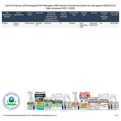 Performacide Hospital & Home Disinfectant - Just Add Water - No Rinse, No Wipe, No Residue - EPA Registered 32 Oz Spray Kit