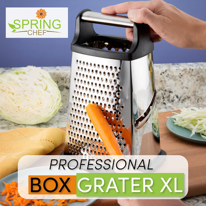Spring Chef Professional Box Grater, Stainless Steel with 4 Sides, Best for Parmesan Cheese, Vegetables, Ginger, XL Size, Pink Lemonade