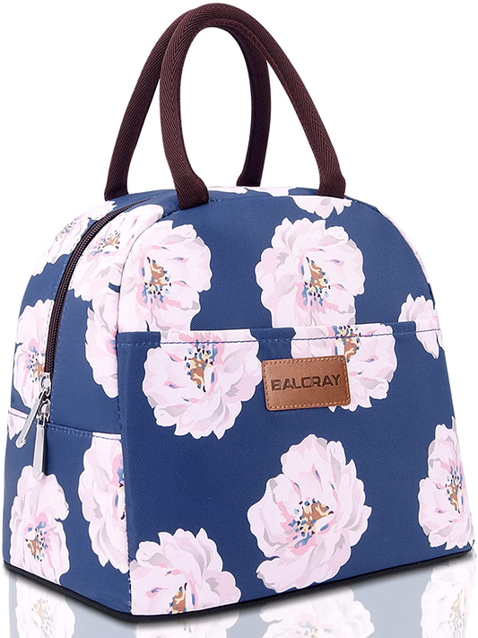 BALORAY Lunch Bag Tote Bag Lunch Bag for Women Lunch Box Insulated Lunch Container (Pink Flower)