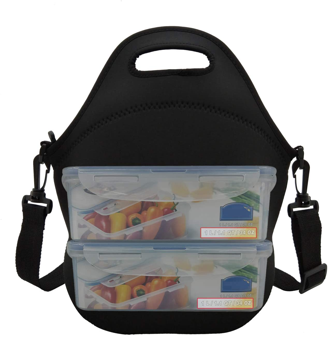 Neoprene Lunch Bags Boxes for Women Men Kids, Insulated Lunch Cooler Tote Bag Box for School Office Work Picnic Travel (Pink Flower)