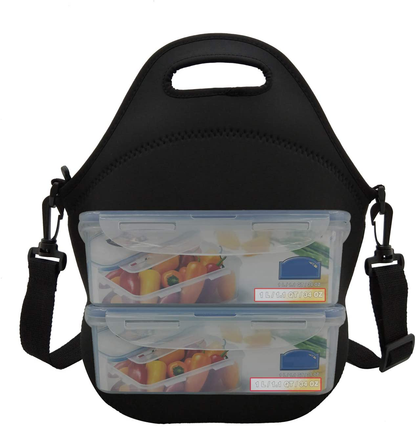 Neoprene Lunch Bags Boxes for Women Men Kids, Insulated Lunch Cooler Tote Bag Box for School Office Work Picnic Travel (Pink Flower)