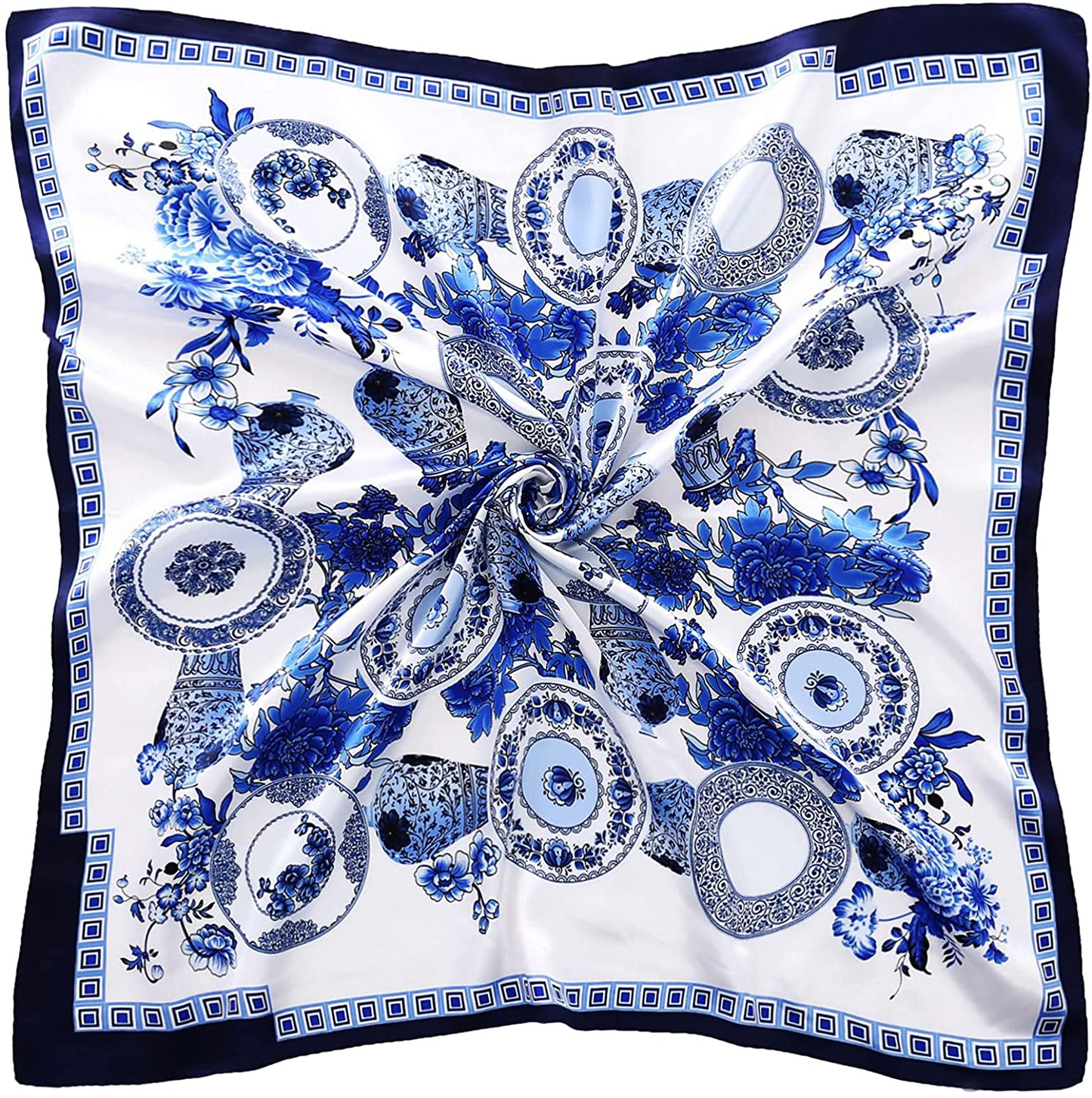 35" Square Silk Like Head Scarf - Women's Fashion Silk Feeling Scarf