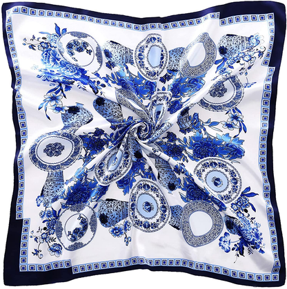 35" Square Silk Like Head Scarf - Women's Fashion Silk Feeling Scarf