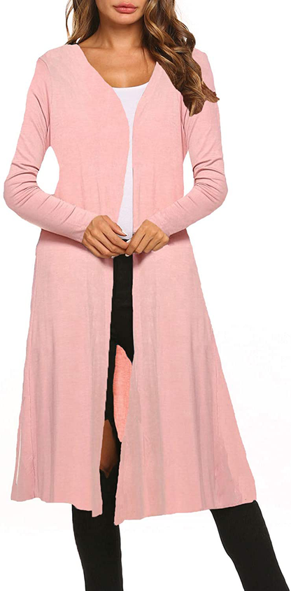 Bluetime Women Plus Size Long Open Front Drape Maxi Cardigan Lightweight Duster Long Sleeve Cardigan Fall (S-4XL)