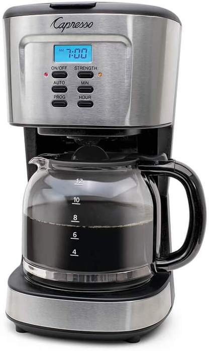 Capresso 12-Cup Coffee Maker with Glass Carafe, Stainless and Black 416.05