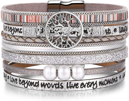 Inspirational Tree of Life Layer Leather Bracelet