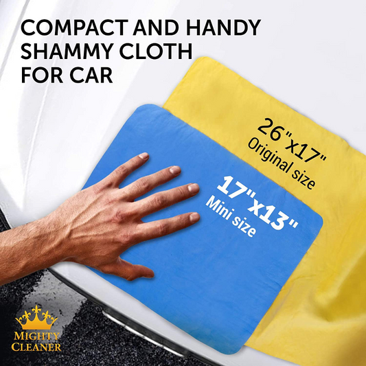 2 Pack Super Absorbent Premium Mini Chamois Cloth With Bonus Shammy Towel 