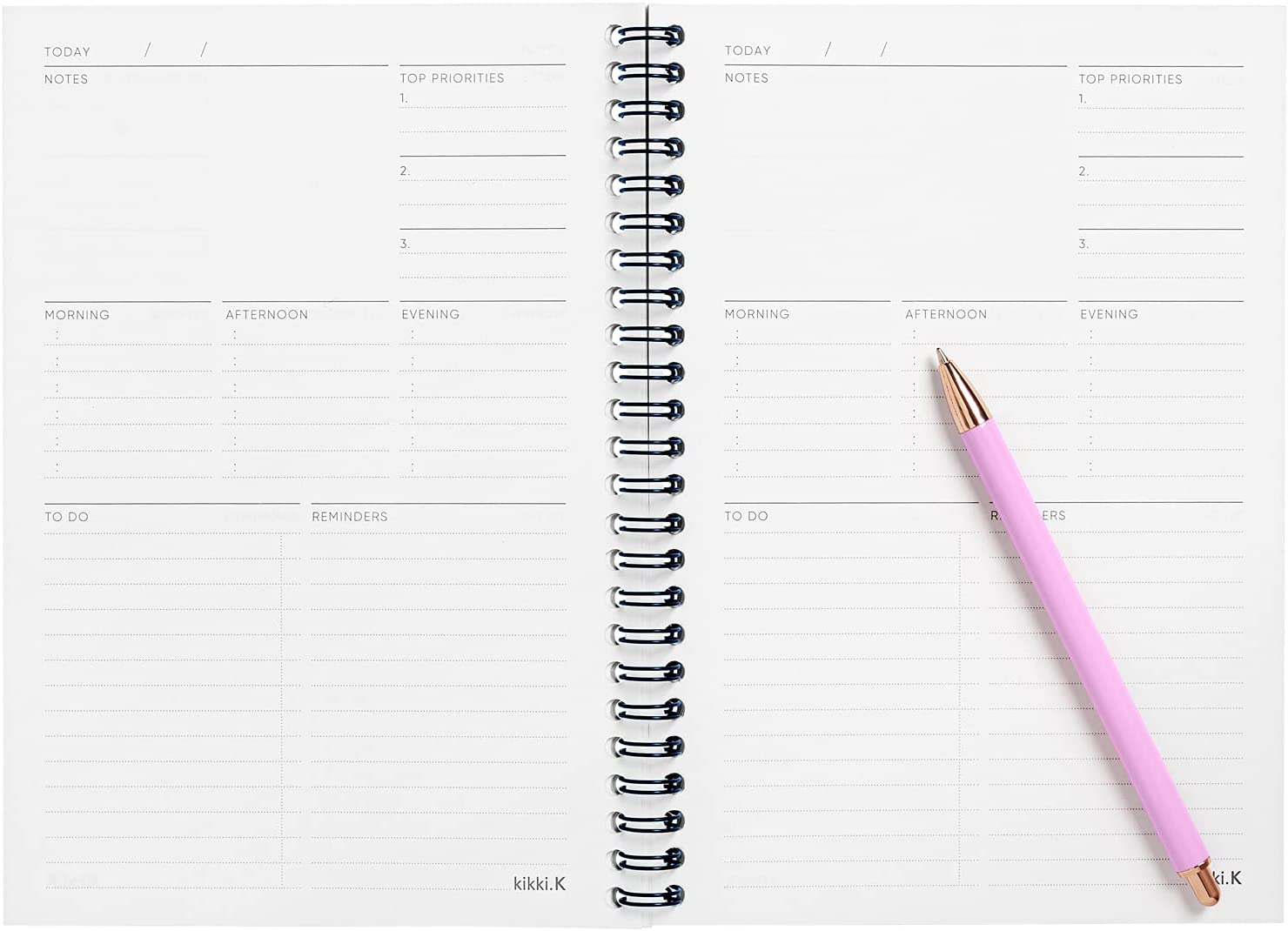 A5 Spiral Daily Planner Journal Undated Daily Plans Layout 120 Pages
