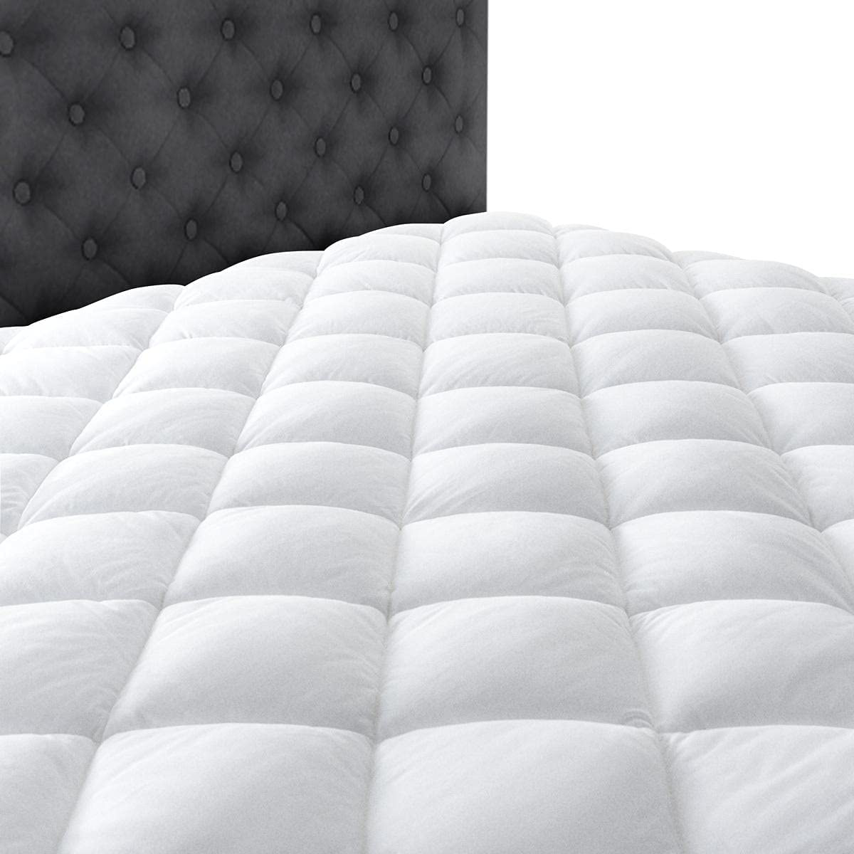 Taupiri King Quilted Mattress Pad Cover with Deep Pocket (8"-21"), Cooling Soft Pillowtop Mattress Cover, Light Gray