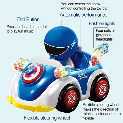 RC Toys Remote Control Car for 1 2 3 4 5 6 Year Old Baby Toddlers Children STEM RC Cartoon Race Car Toys for Kids with Music and Lights RC Car Christmas Birthday Gifts Boys Girls