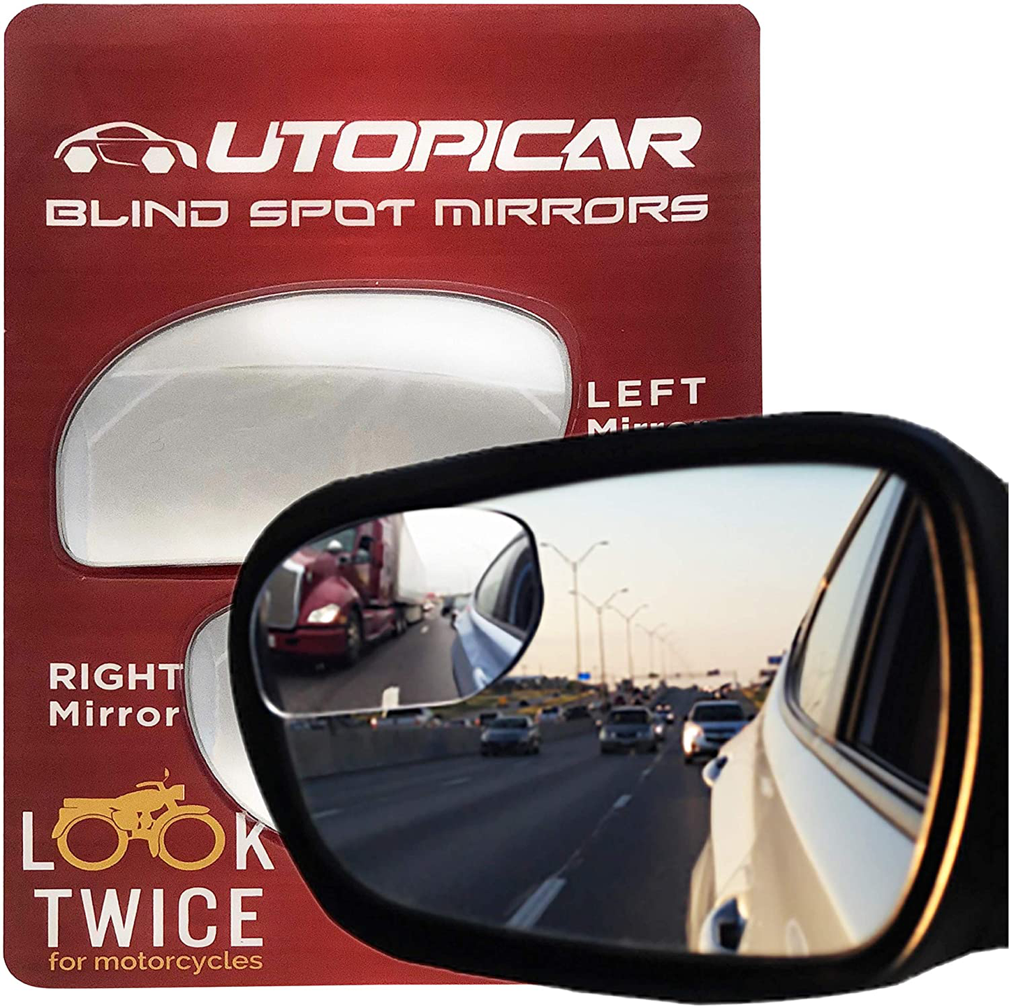 Blind Spot Mirrors Unique design Car Door mirrors | Mirror for blind side engineered by Utopicar for larger image and traffic safety