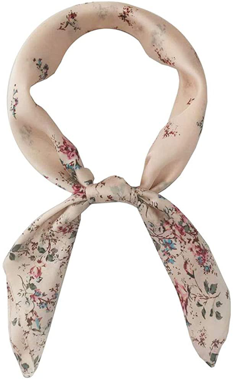 FONYVE Silk Feeling Scarf Medium Square Satin Head Scarf for Women 27.5 × 27.5 inches