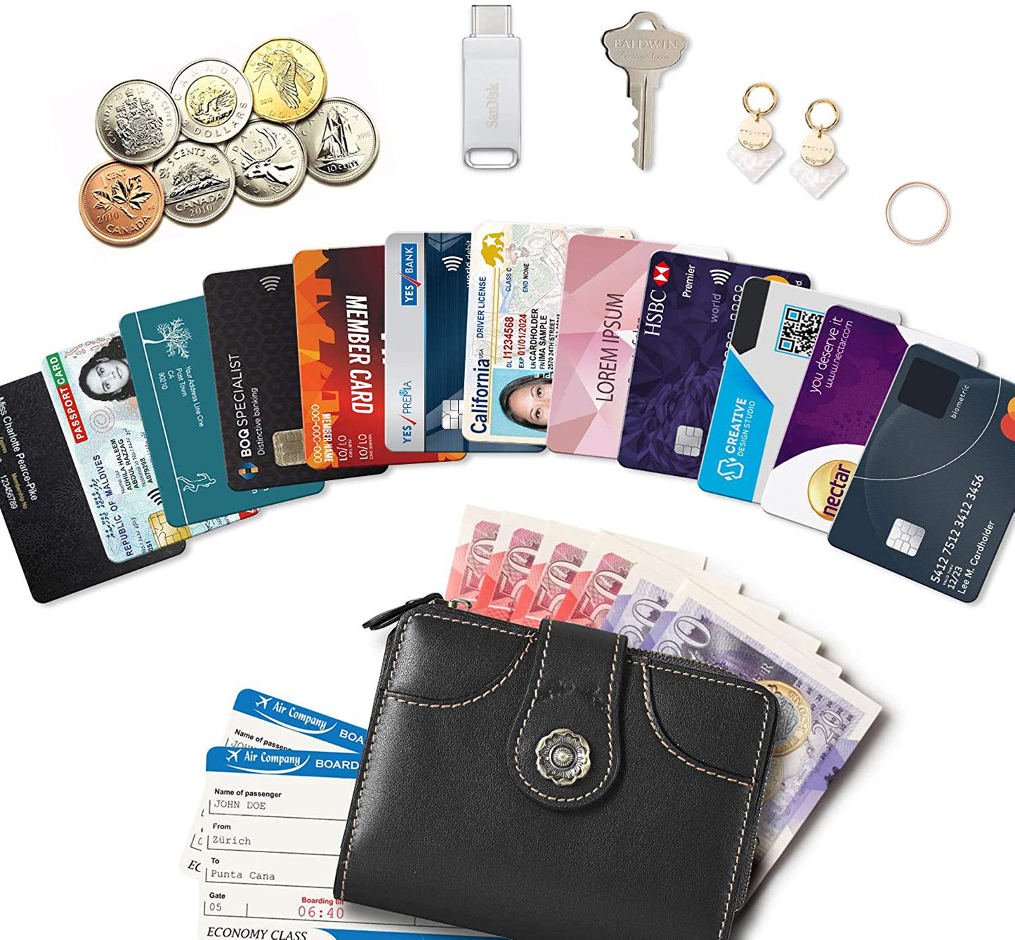 Women Premium Genuine Leather Wallet Credit Card Clutch Wallets,RFID Blocking Zipper Pocket Purse with ID Window