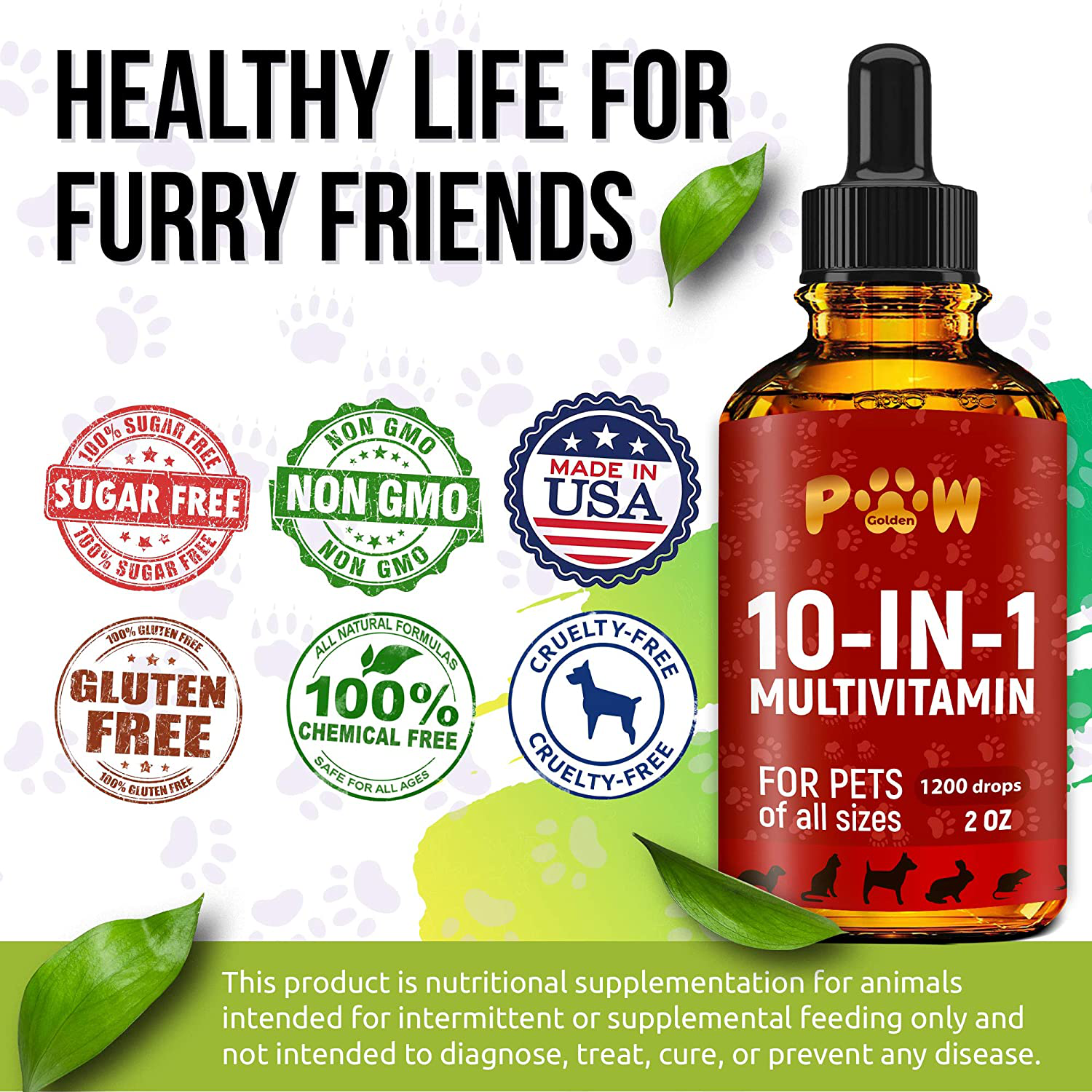 10 In 1 Cat & Dog Multivitamin - Hip & Joint Vitamins For Dogs + Vitamins C, D, B1-12 - Cranberry Supplement For Dogs & Cat Vitamins - Bladder, Kidney, Skin, Joint Support - Glucosamine Dog Supplement