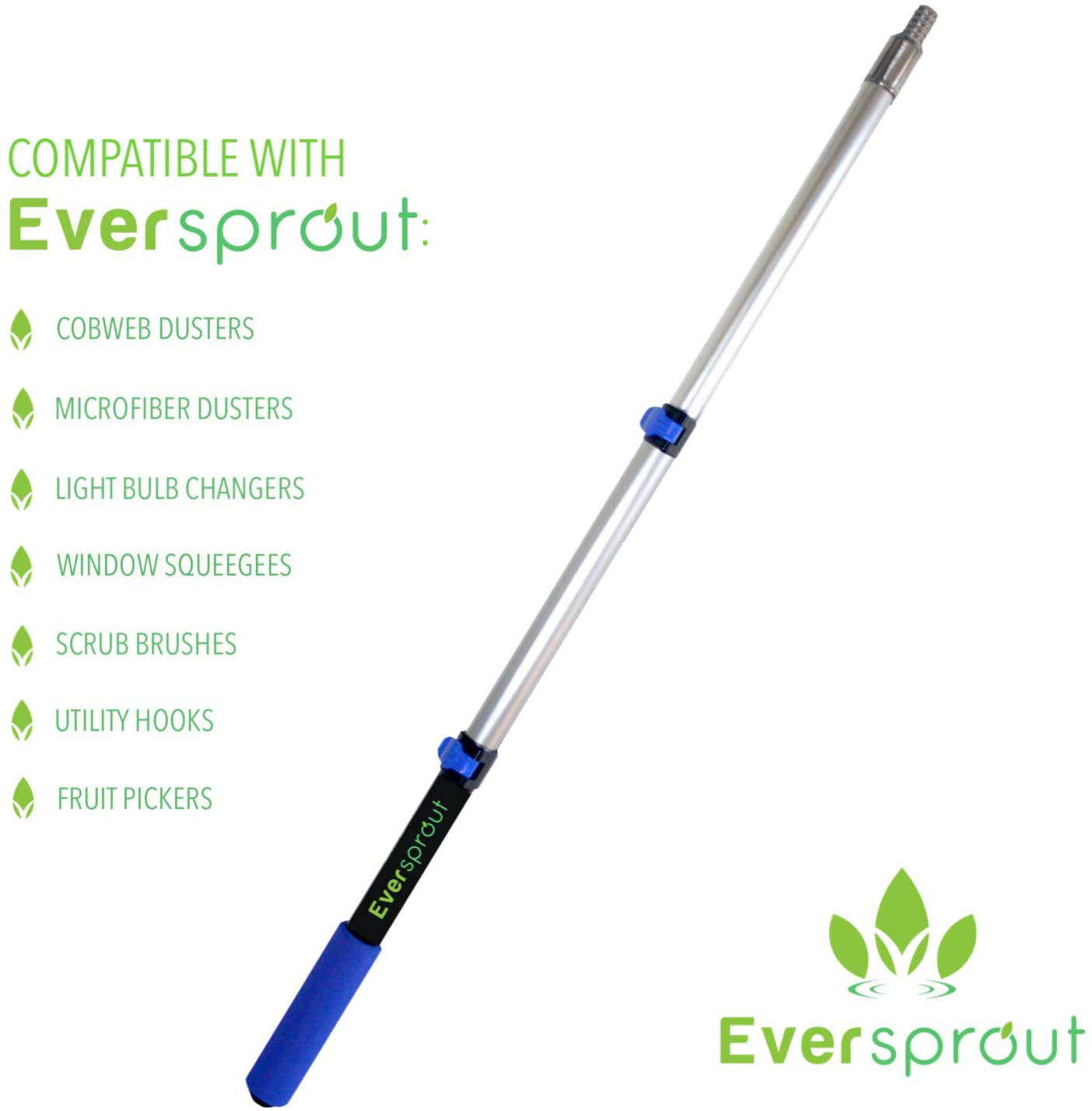 EVERSPROUT 1.5-to-3.5 Foot Scrub Brush | Built-in Rubber Bumper | Lightweight Extension Pole Handle | Soft Bristles wash Car, RV, Boat, Solar Panel, Deck | No Scratch Brush