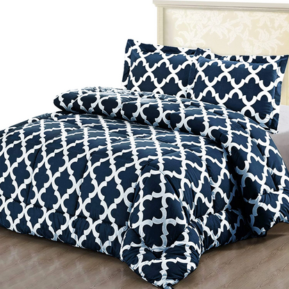 Printed Down Brushed Microfiber Bedding Comforter With Pillow Sham Set
