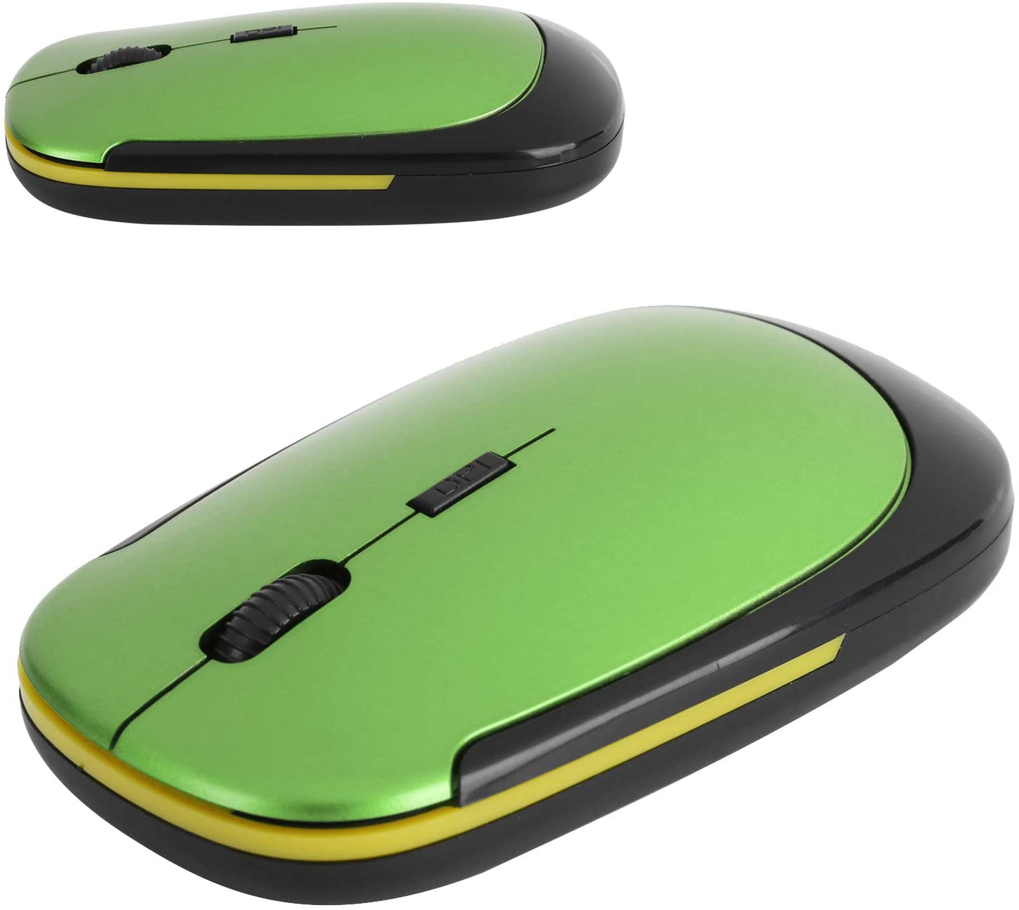 Wireless Mouse 2.4G Wreless Frequency Hopping Adjustable Optical USB Receiver Notebook Computer Accessories 1600dpi Silent Micro Motion Design Lightweight and Portable(Green)