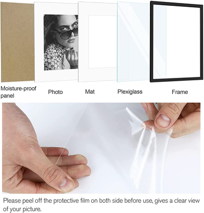 HappyHapi 8x10 Inch Picture Frames, Set of 6 Wooden Picture Frames, Tabletop or Wall Display Decoration for Photos, Paintings, Landscapes, Posters, Artwork (Black)
