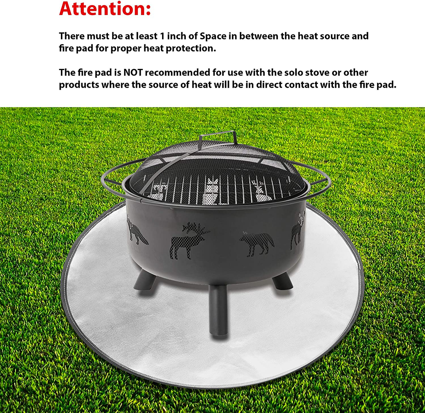 32'' Fireproof Mat for Outdoor Patio and Deck Protection | Fire Pit Fire Resistant Protective Floor or Ground Cover | BBQ Grill Mat with Fire Retardant Material to Protect Wood Decking and Porch