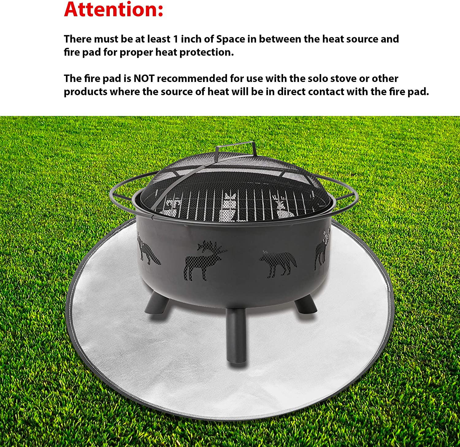 32'' Fireproof Mat for Outdoor Patio and Deck Protection | Fire Pit Fire Resistant Protective Floor or Ground Cover | BBQ Grill Mat with Fire Retardant Material to Protect Wood Decking and Porch