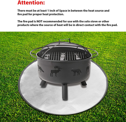 32'' Fireproof Mat for Outdoor Patio and Deck Protection | Fire Pit Fire Resistant Protective Floor or Ground Cover | BBQ Grill Mat with Fire Retardant Material to Protect Wood Decking and Porch