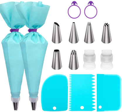 Piping Bags and Tips Set, Cake Decorating Supplies for Baking with Reusable Pastry Bags and Tips, Standard Converters, Silicone Rings, Cake Decorating Tools for Cookie Icing, Cake, Cupcake