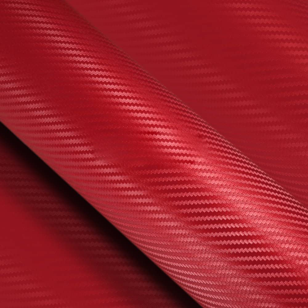 Silence Shopping 3D Carbon Fiber Vinyl Car DIY Wrap Sheet Roll Film Sticker Decal Red or Black