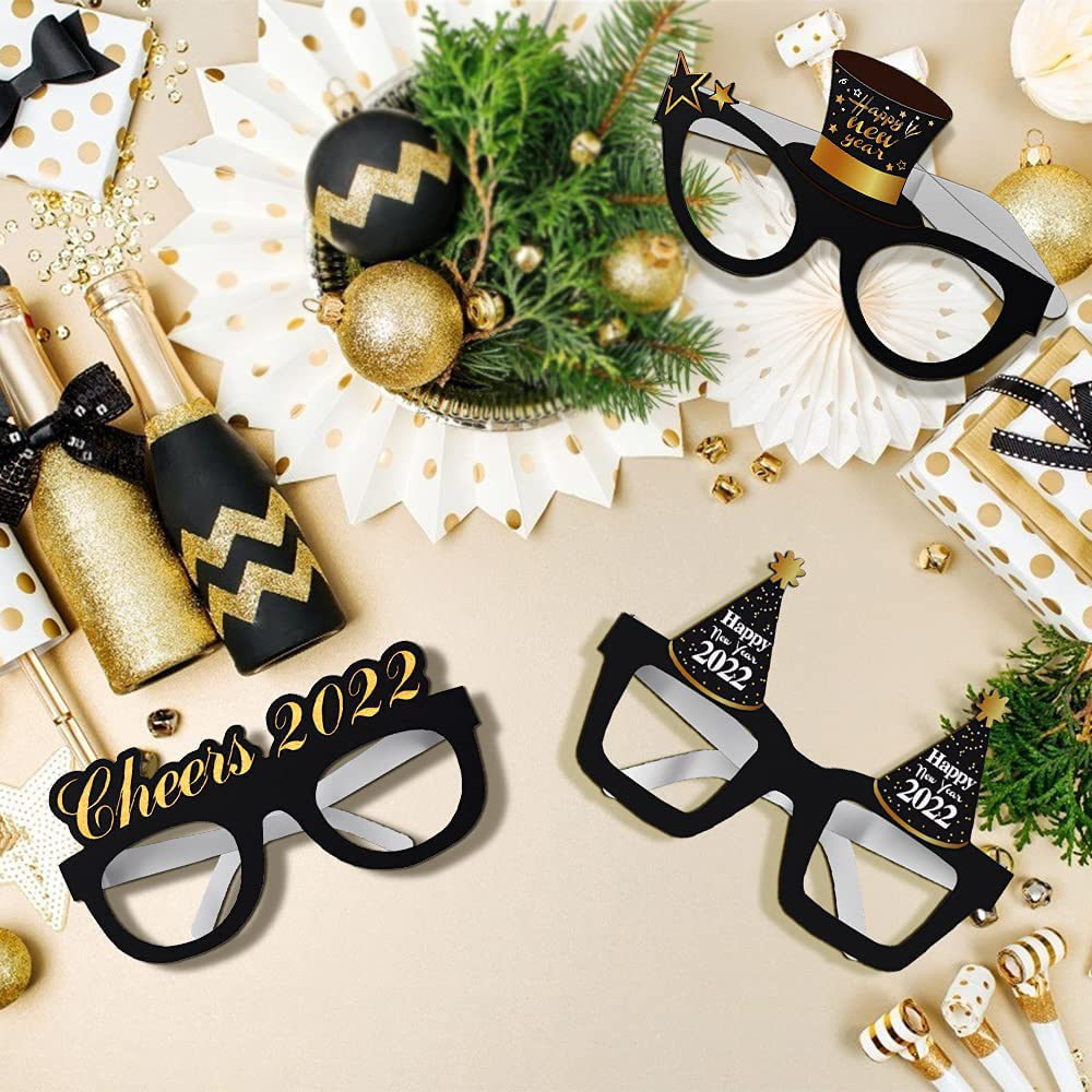 12Pcs Happy New Year Eyeglasses 2022 New Year Glasses Fancy Decorative Glasses New Year Party Favors for 2022 New Year's Eve Party Supplies