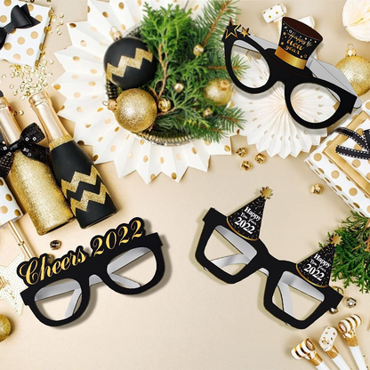 12Pcs Happy New Year Eyeglasses 2022 New Year Glasses Fancy Decorative Glasses New Year Party Favors for 2022 New Year's Eve Party Supplies
