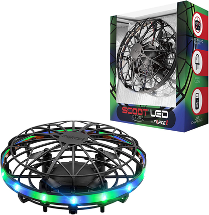 Force1 Scoot LED Hand Operated Drone for Kids or Adults - Hands Free Motion Sensor Mini Drone, Easy Indoor Small UFO Toy Flying Ball Drone Toy for Boys and Girls (Green/Blue)