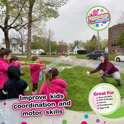 WOWMAZING Giant Bubble Wands Kit: (4-Piece Set) | Incl. Wand, Big Bubble Concentrate and Tips & Trick Booklet | Outdoor Toy for Kids, Boys, Girls | Bubbles Made in The USA - Standard Kit