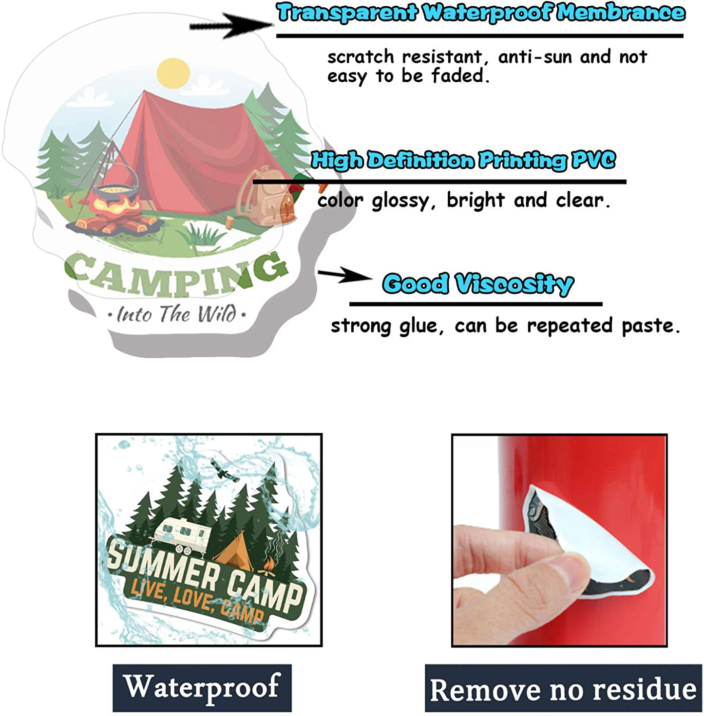 80pcs Waterproof Adventure Outdoor Vinyl Stickers for Laptop Water Bottle