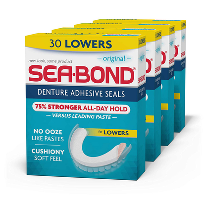 Sea Bond Secure Denture Adhesive Seals Original Uppers, Zinc Free, All Day Hold, Mess Free,15 Count