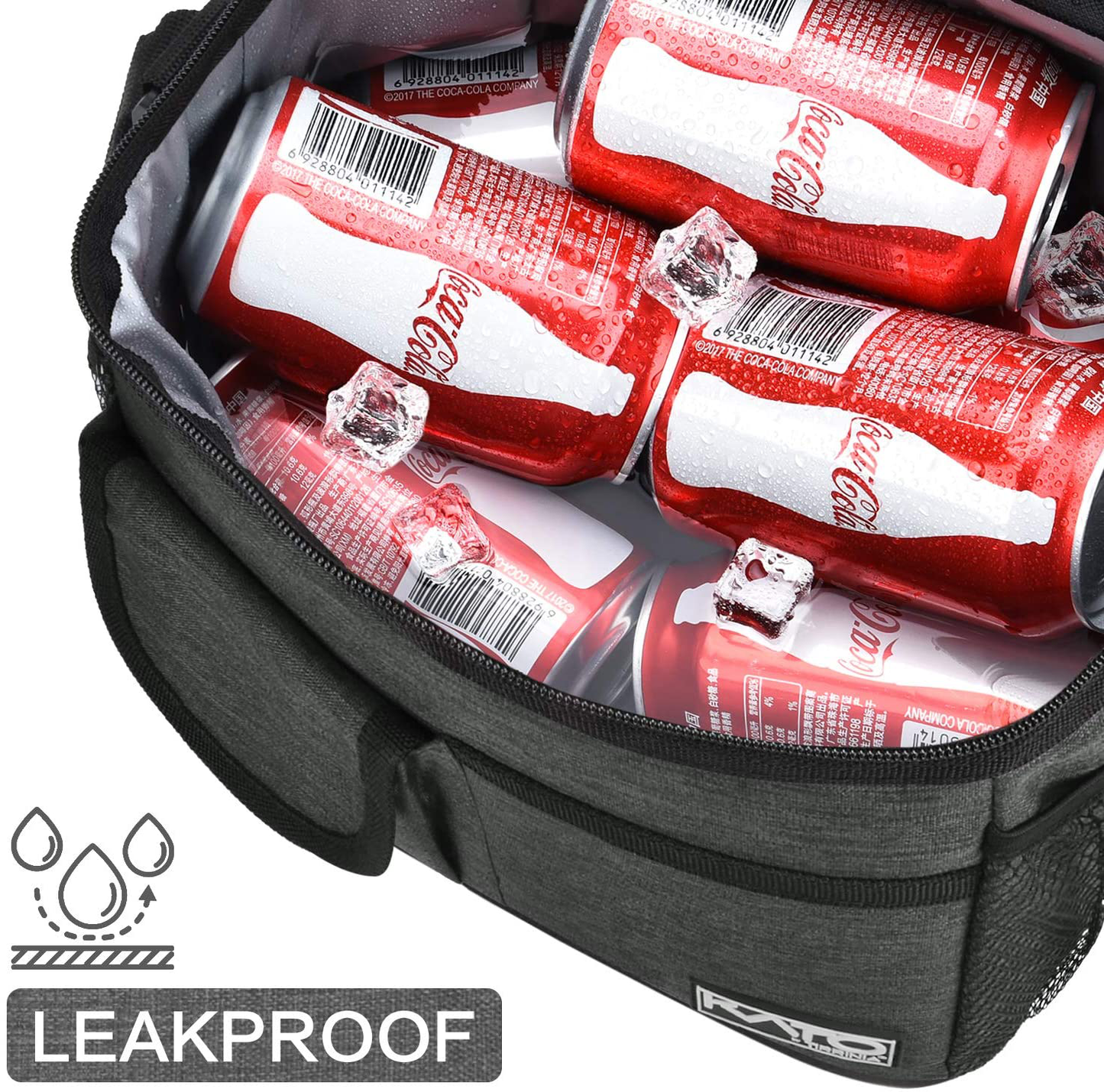 Tirrinia Insulated Lunch Bag w/Leather Handle for Women/Men, Leakproof Thermal Reusable Lunch Box Tote w/multifunctional Strap for Adult & Kids, Lunch Cooler for Work w/Durable Side Pocket, Khaki