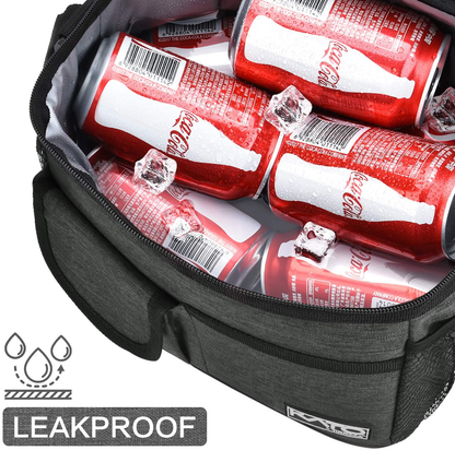 Tirrinia Insulated Lunch Bag w/Leather Handle for Women/Men, Leakproof Thermal Reusable Lunch Box Tote w/multifunctional Strap for Adult & Kids, Lunch Cooler for Work w/Durable Side Pocket, Khaki