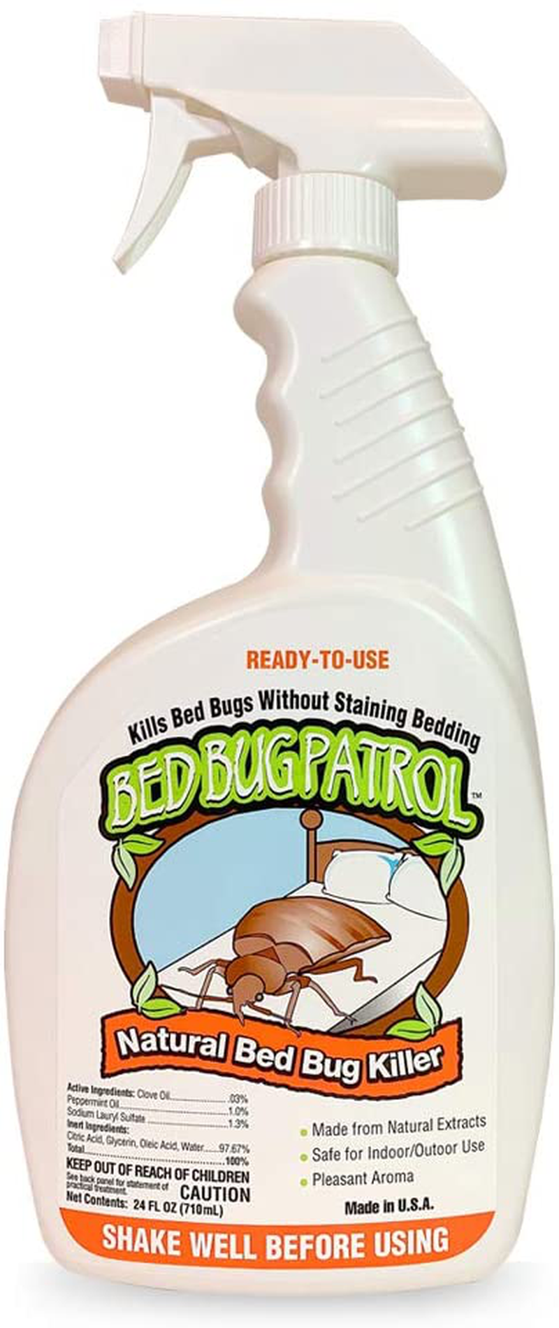 Bed Bug Patrol Bed Bug Killer 1 Gallon, 100% Environmentally Friendly, Family & Pet Safe Bed Bug Killer Formula. Guaranteed.