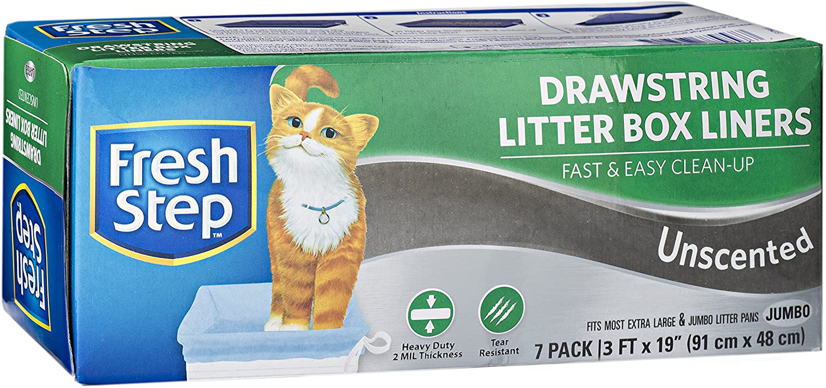 7 Count Fresh Step Drawstring Scented or Unscented Cat Litter Box Liners