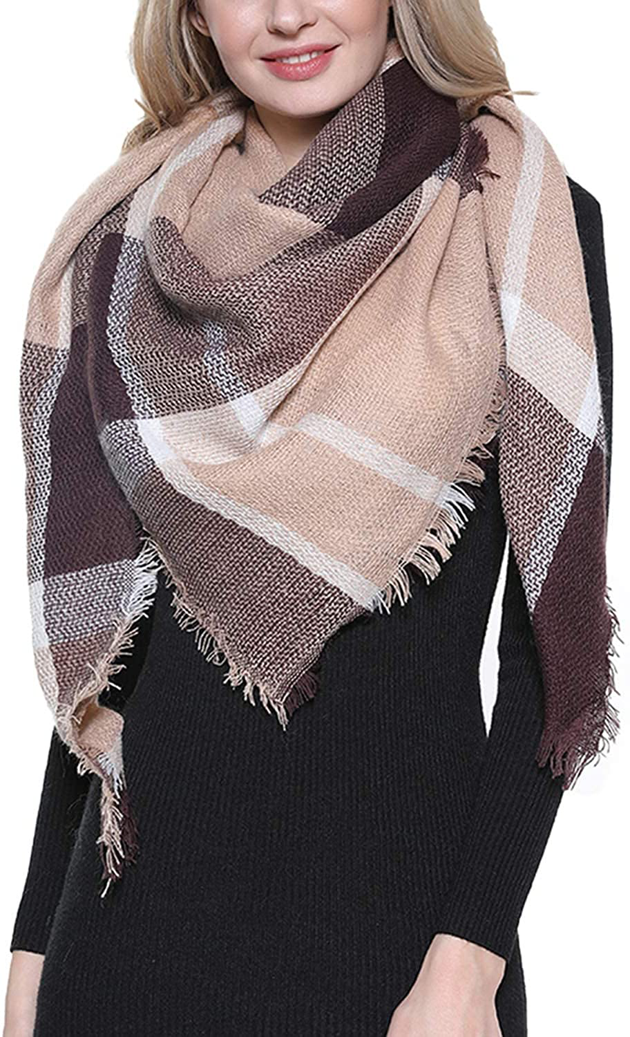 Trendy Plaid Blanket Scarf Women Big Oversized Long Scarves Warm Winter Tartan Checked Shawl Wrap Scarf Gift