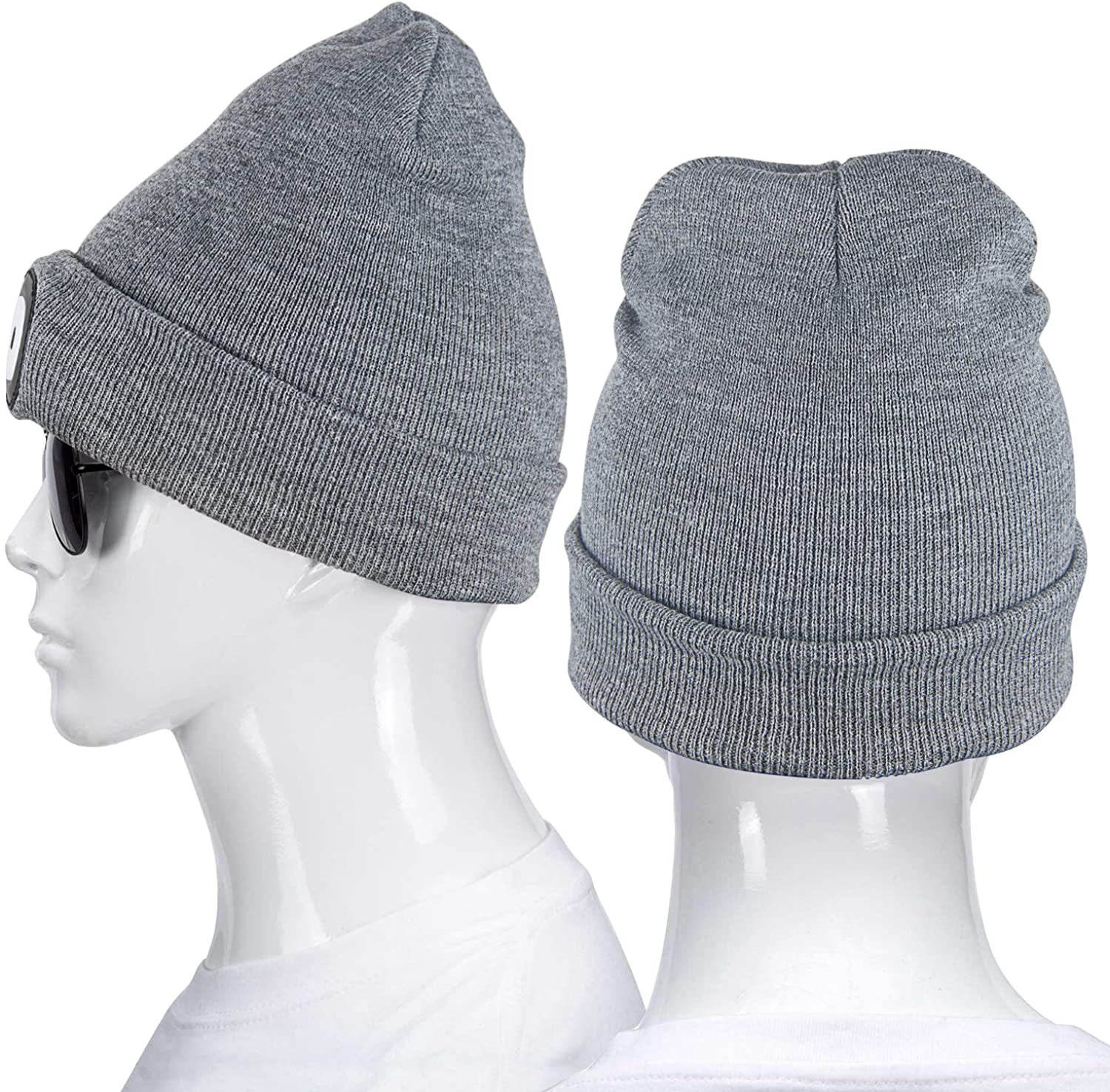 Knitted Unisex Beanie Hat with Light, USB Rechargeable LED Headlamp Flashlight Hat