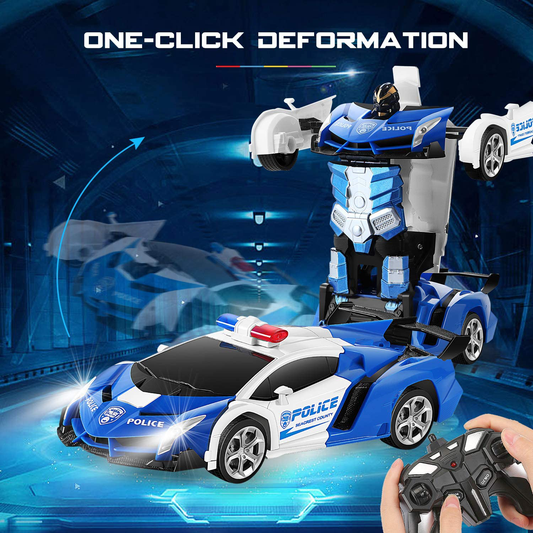 FIGROL Transform RC Car Robot, Remote Control Car Independent 2.4G Robot Deformation Car Toy with One Button Transformation & 360 Speed Drifting 1:18 Scale