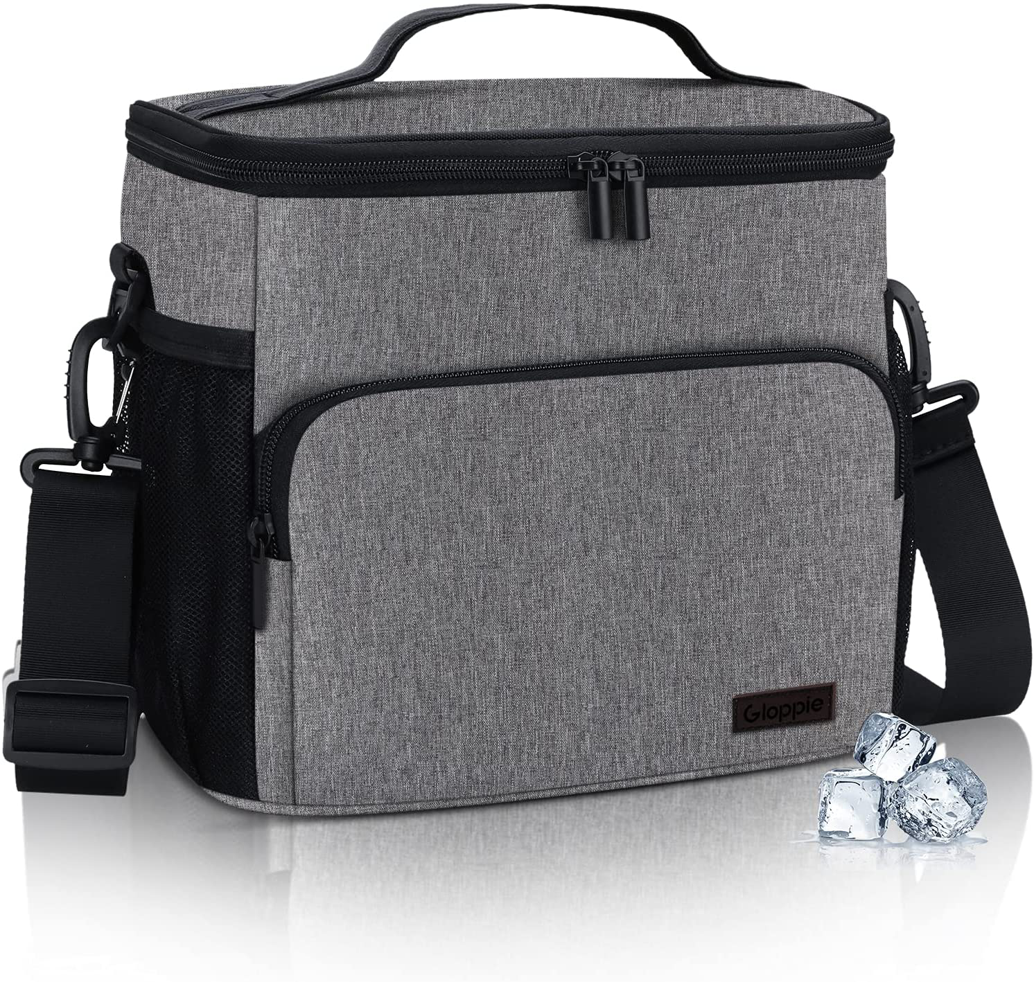 Leakproof Lunch Bag for Men Women Lunch Cooler Bag Insulated Lunch Box Organizer Large Lunch Bags with Adjustable Shoulder Strap Adult Reusable Lunchbag Work Picnic (Grey), by Gloppie