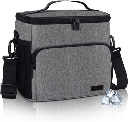 Leakproof Lunch Bag for Men Women Lunch Cooler Bag Insulated Lunch Box Organizer Large Lunch Bags with Adjustable Shoulder Strap Adult Reusable Lunchbag Work Picnic (Grey), by Gloppie