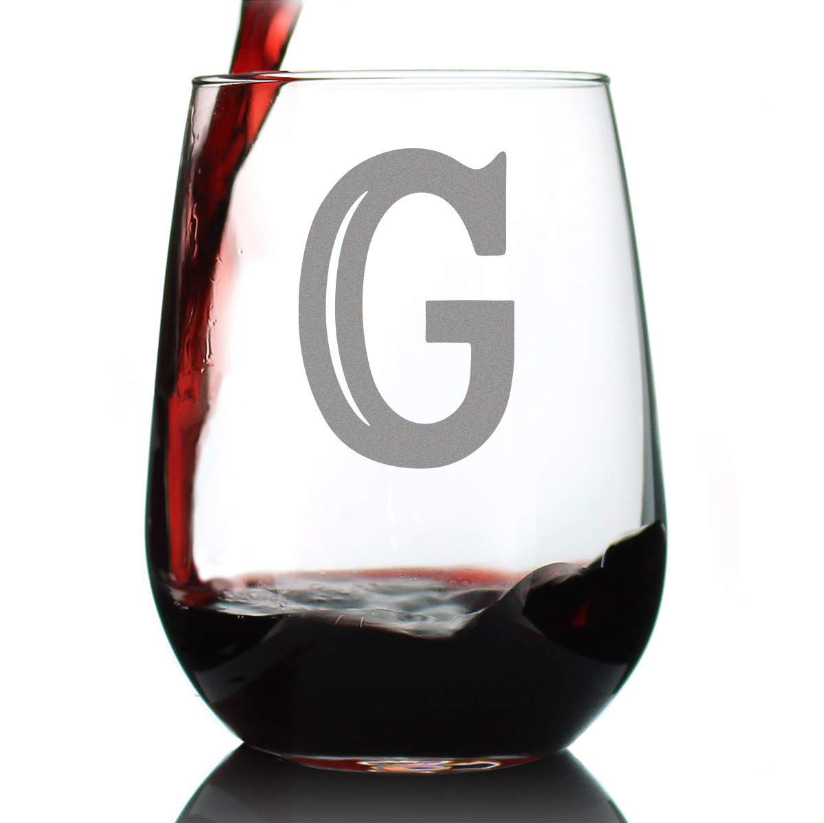 Monogram Bold Letter M - Stemless Wine Glass - Personalized Gifts for Women and Men - Large Engraved Glasses