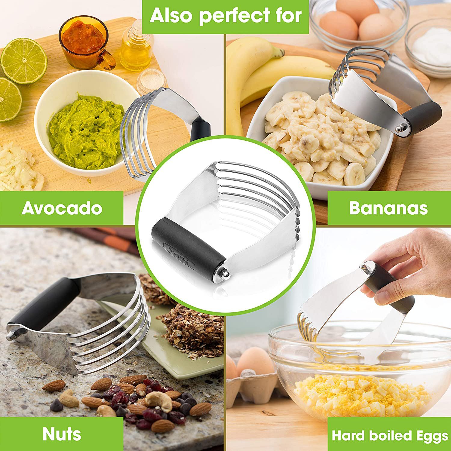 Spring Chef Dough Blender, Top Professional Pastry Cutter with Heavy Duty Stainless Steel Blades
