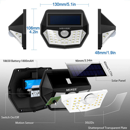 4 Pack Outdoor Waterproof IP65 Solar Lights with 120° Wide Angle