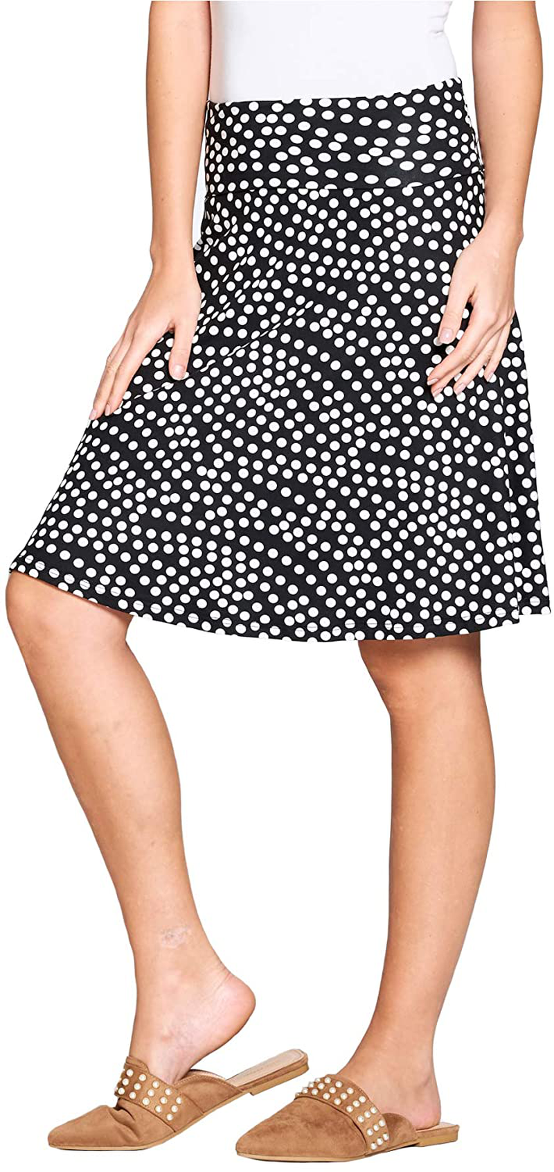 Popana Womens Casual Knee Length A-Line Stretch Midi Skirt Plus Size Made in USA