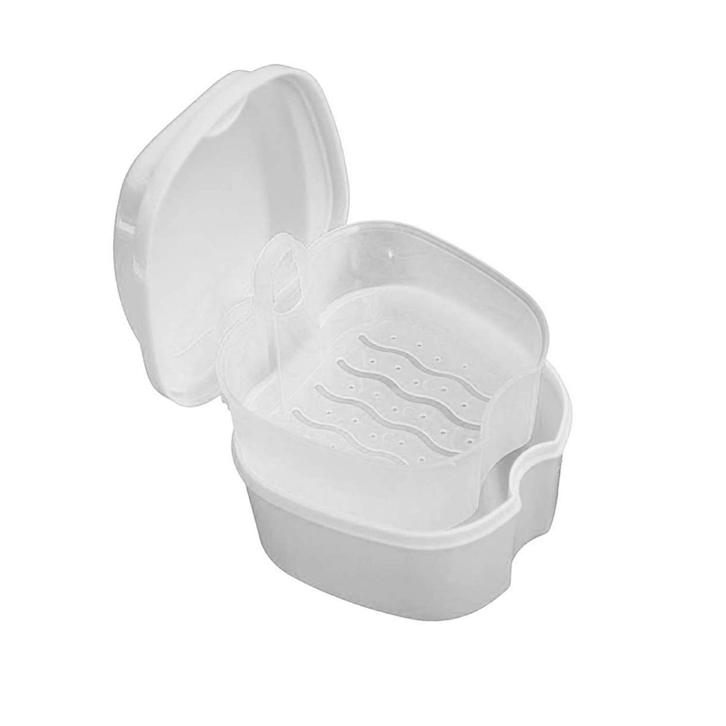 KISEER Denture Bath Case Cup Box Holder Storage Soak Container with Strainer Basket for Travel Cleaning (Blue)